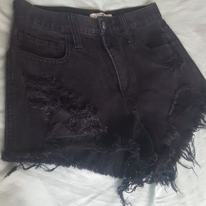 Distressed Jean Biker Shorts
